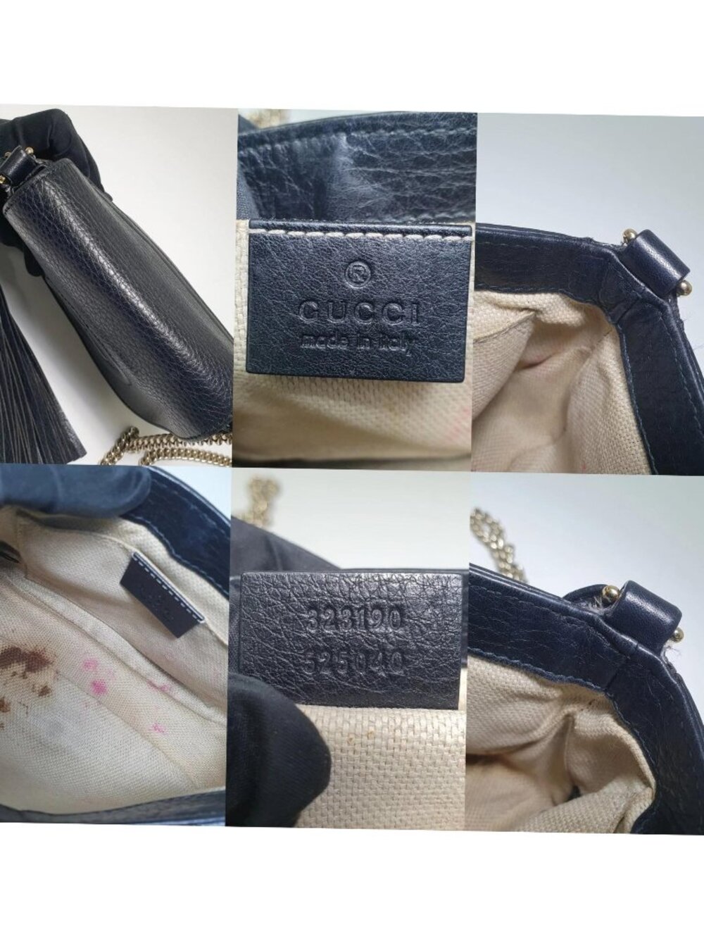 Authentic Gucci Soho Black Leather Chain Crossbody Bag GG Logo Small Designer - Picture 11 of 11
